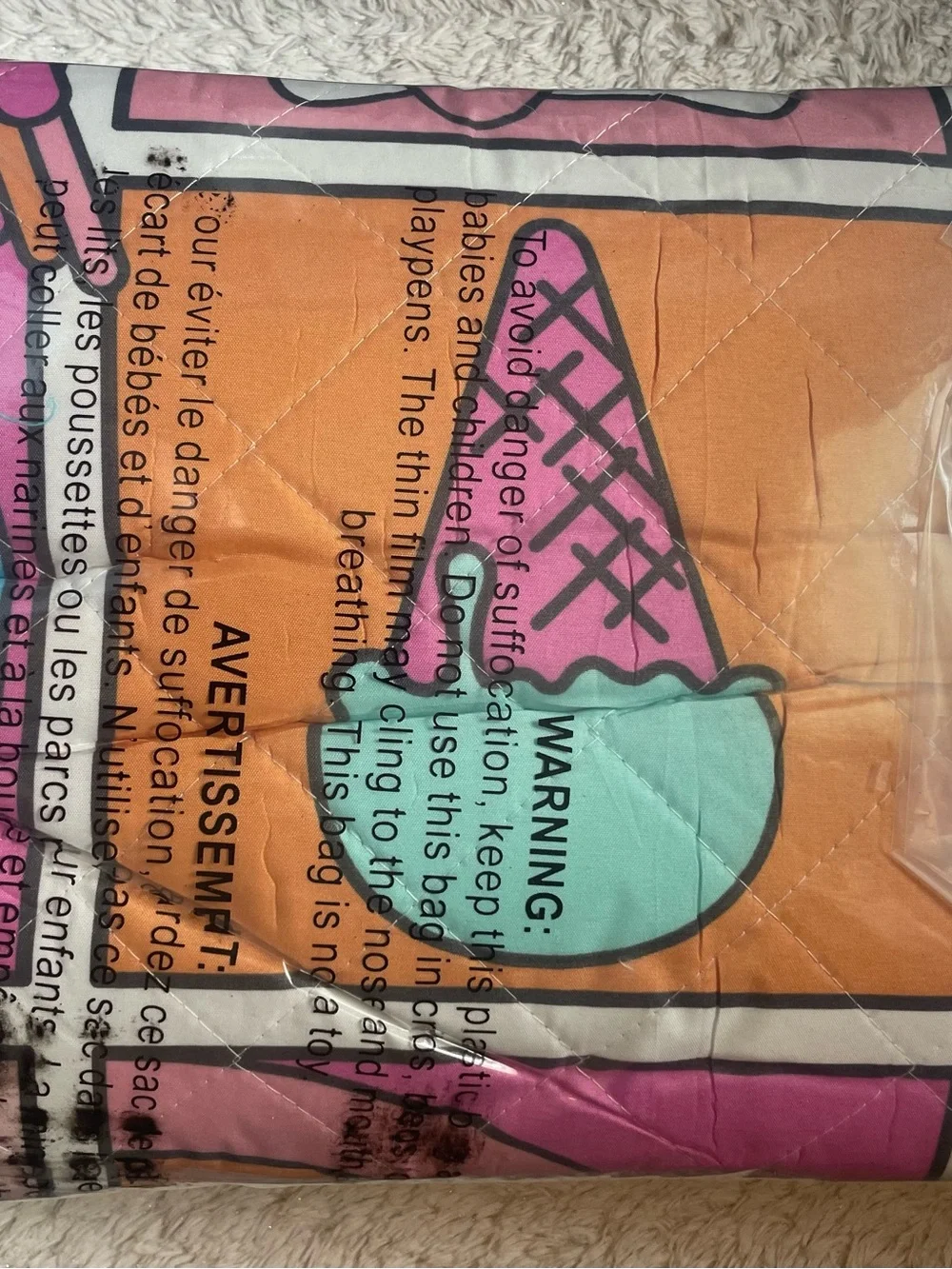 Hello Kitty Quilted Blanket in Pink, Teal & Orange